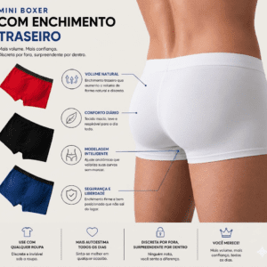 Kit John Skull SupremeFit Pro – 3 Cuecas Modeladoras com Bojo Anatômico (Preto, Vermelho e Azul) 🍑🔥