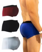 Kit 03 Cuecas Enchimento Traseiro Aumenta Bumbum Mini Boxer (Preto, Vermelho e Azul)