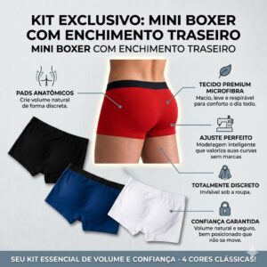 Kit Essencial de Cuecas Modeladoras - 3 Unidades (Branco, Azul, Vermelho)