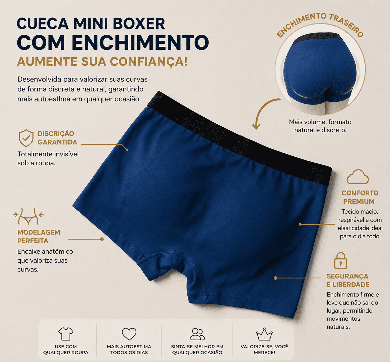 Cueca Modeladora John Skull BootyLift Pro – Efeito Levanta Bumbum +1,5cm Imediato 🍑🔥
