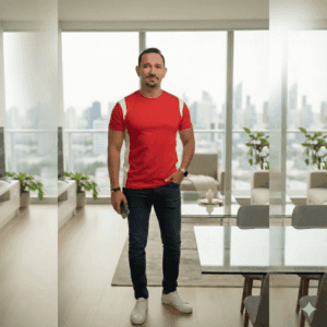 Camiseta Esportiva Bicolor Vermelha e Branca