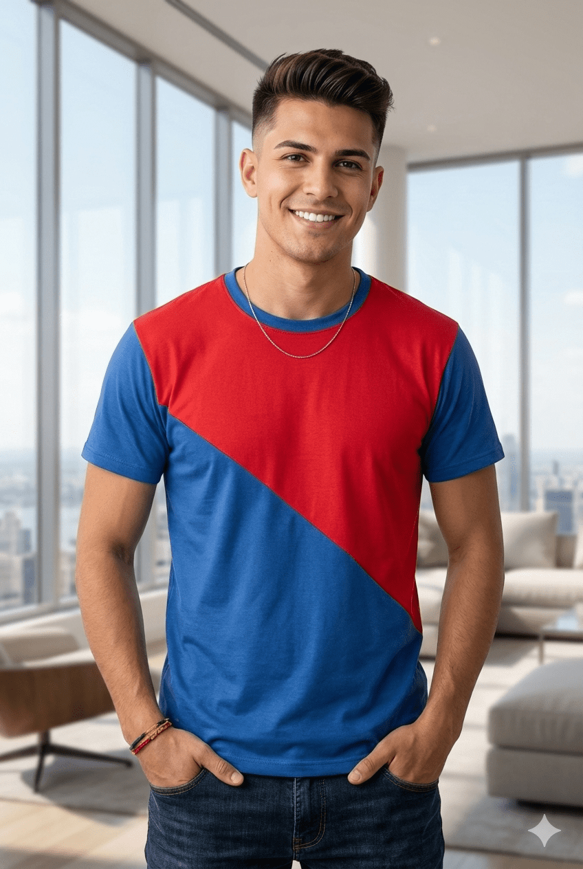 Camiseta Masculina Geométrica com Recortes - Imagem 3