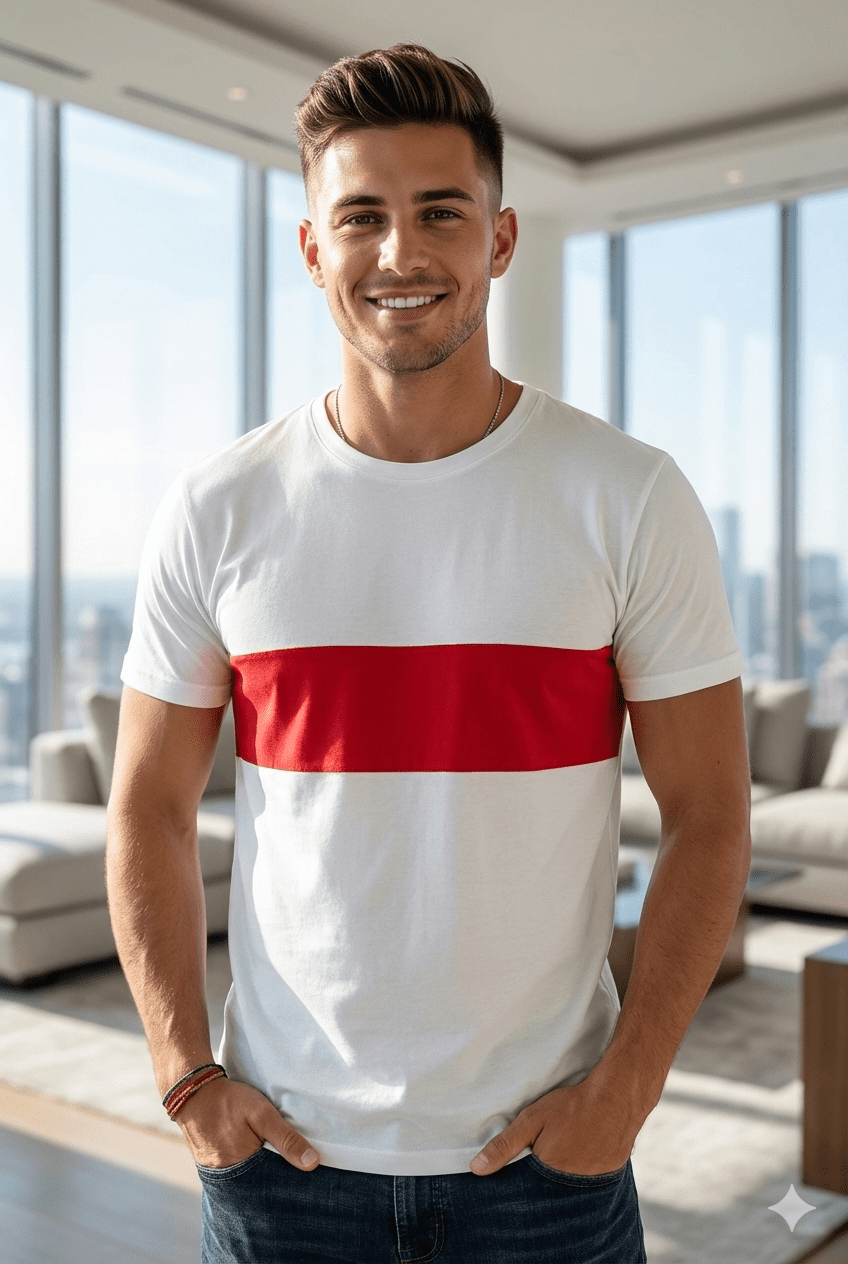 Camiseta Masculina Geométrica com Recortes - Imagem 7