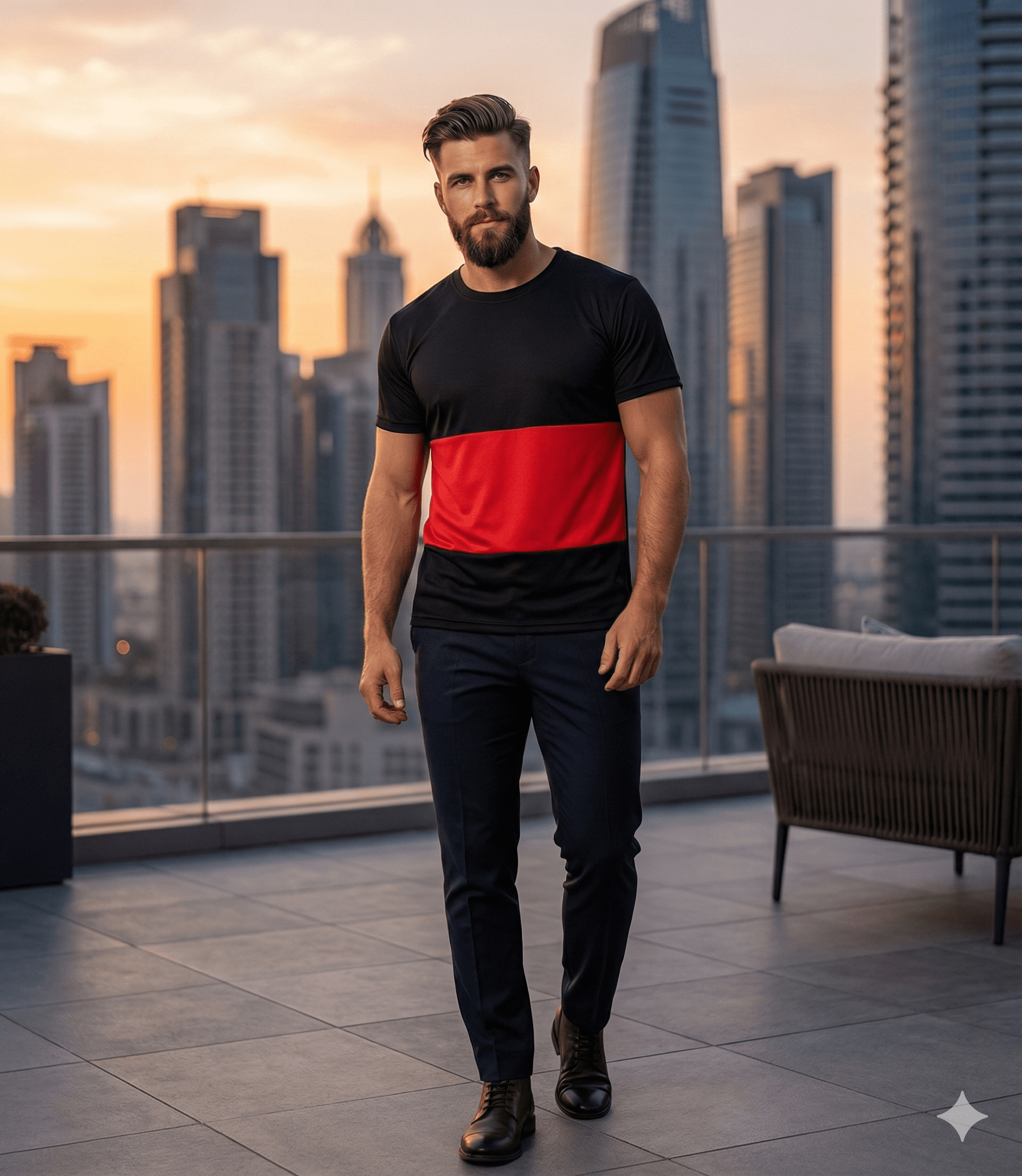 Camiseta Masculina Geométrica com Recortes - Imagem 9