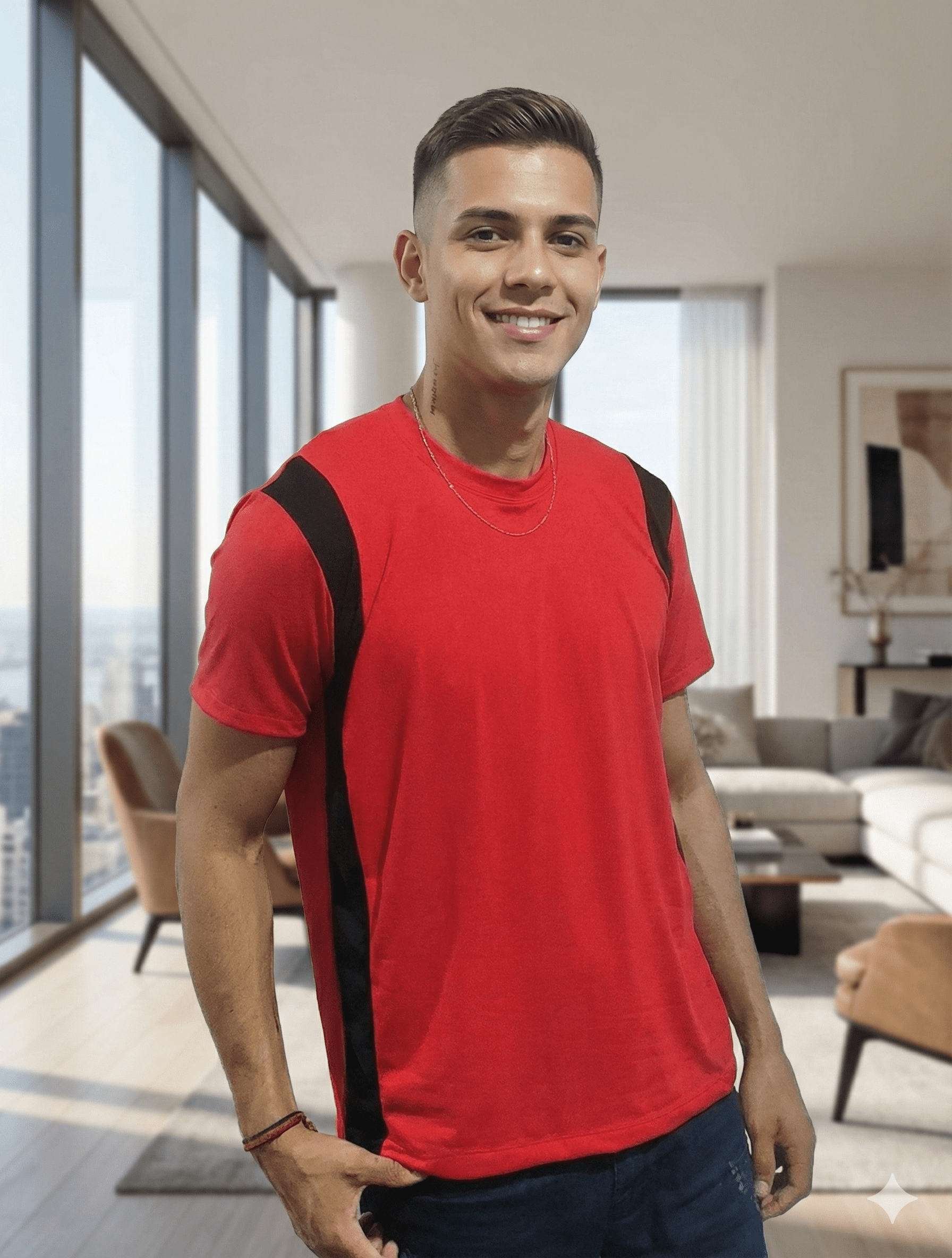 Camiseta Masculina Geométrica com Recortes - Imagem 15