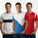 Camiseta Masculina Geométrica com Recortes