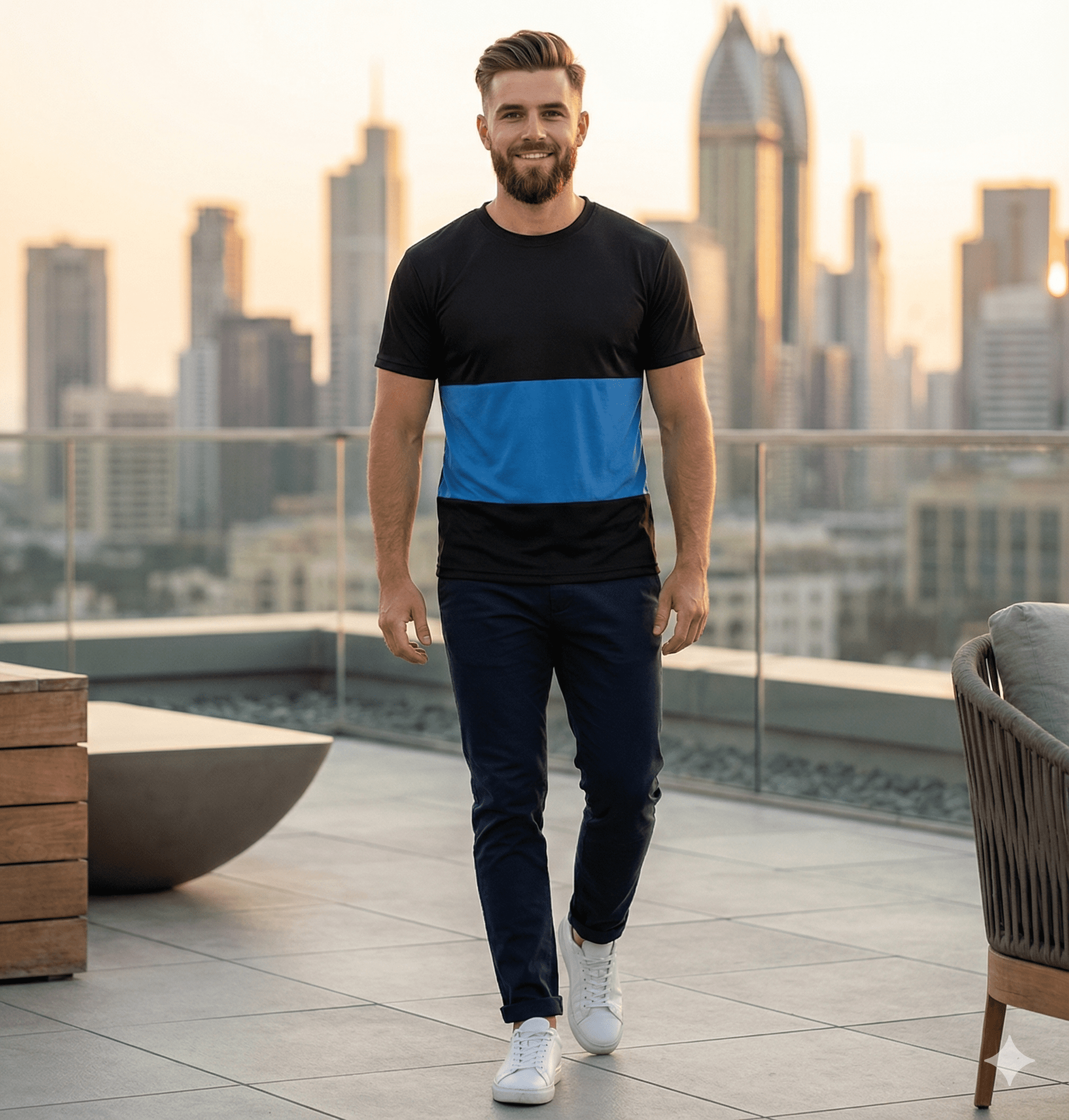 Camiseta Masculina Geométrica com Recortes - Imagem 8