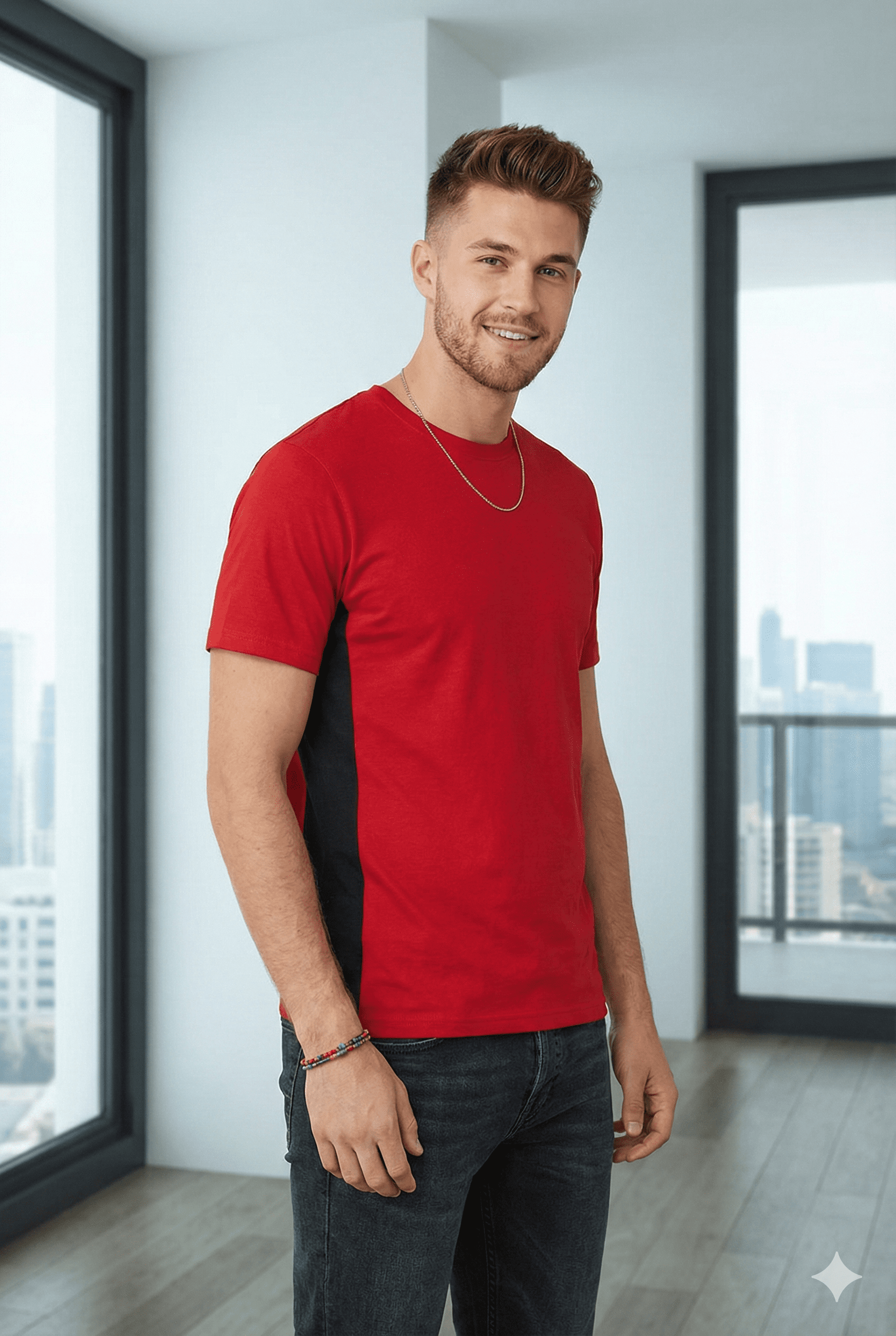 Camiseta Masculina Geométrica com Recortes - Imagem 14