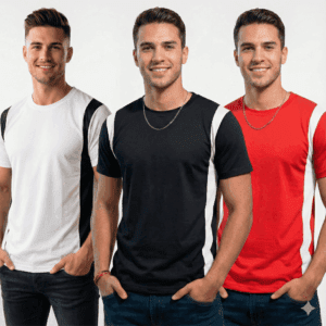 Camiseta Masculina Geométrica com Recortes