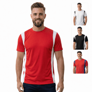 Camiseta Masculina Geométrica com Recortes Laterais